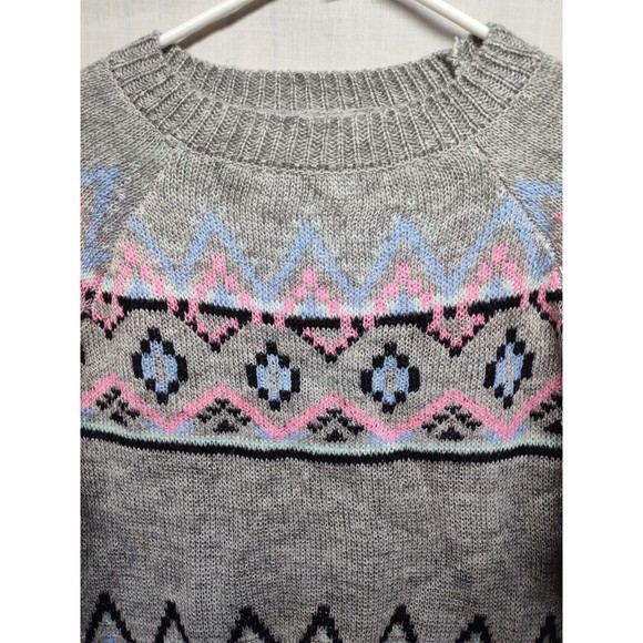 Arizona Sweater Womens XLarge Gray Geometric Print Acrylic Knit Long Sleeve - Picture 4 of 10